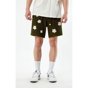 Pacsun Green Flower Crochet Drawstring Elastic Volley Shorts Mens Size Medium